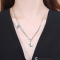 wholesale Sterling Silver S925 Star Love Heart Fashion Necklace, Retro Baroque Five-Pointed Star, Ins New Hip Hop Jewelry-0-1