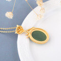 wholesale Metal Material First: 925 Silver Gold Plated with Certificate, New Chinese Ancient Style Ling Fox Inlaid with Hetian Jasper Pendant Necklace-0-3
