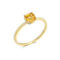 wholesale 9K Gold Natural Crystal Ring, Japanese-style Luxury Minimalist Citrine Birthstone Ring, Can Be Used as 14K/18K Accessory-0-6