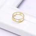 wholesale 9K gold Japanese-style light jewelry, minimalist five-point star double-layer beaded edge hollow ring, simple and fashionable new style-0-3