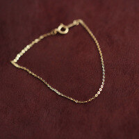 wholesale Fine 14K Gold Simple and Fashionable Korean-Style Versatile Thin Chain Bracelet-15CM 14k
