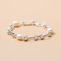 wholesale S925 Silver Nalan S4002 Korean-style Lady Personalized Hollow Geometric Buckle Baroque Pearl Bracelet-0-3