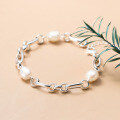 wholesale S925 Silver Nalan S4002 Korean-style Lady Personalized Hollow Geometric Buckle Baroque Pearl Bracelet-0-1