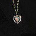 wholesale 9K Gold Exquisite Light Luxury Micro-Set Vintage Opulent Opal-Inspired Heart Pendant-0-3