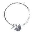wholesale S925 silver women's bracelet, Korean-style retro Thai silver insect butterfly chain interlocking element hand jewelry, niche design-0-4
