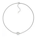 wholesale S925 Sterling Silver Cylinder Pendant Necklace for Women, Vintage Asymmetrical Layered Chain with Antique Finish Collarbone Necklace-0-3
