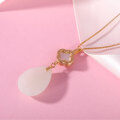 wholesale 925 Silver Gold-Plated Minimalist and Versatile Collar Necklace with High-End Mother-of-Pearl Clasp and Waterdrop Hetian Jade Pendant-0-2