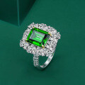 wholesale S925 Silver 4ct High-Carbon Diamond Ring 9*11 Emerald Cut Luxury Full Diamond Ring-0-1