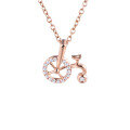 wholesale 18K Rose Gold, 9K/14K Rose Gold Bicycle Lovers Pendant with Diamond Necklace Collarbone Chain Jewelry-0-0