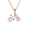 wholesale 18K rose gold fresh and sweet bicycle lover diamond pendant, ladies' petite style 9K moissanite necklace gift-0-2