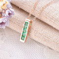 wholesale 18K Gold Fashion Commute Emerald Pendant Women's Minimalist Quadrilateral 9K Gold Geometric Collarbone Necklace Gift-0-3