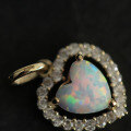 wholesale 9K Gold Exquisite Light Luxury Micro-Set Vintage Opulent Opal-Inspired Heart Pendant-0-4