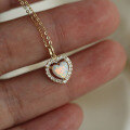 wholesale 9K Gold Exquisite Light Luxury Micro-Set Vintage Opulent Opal-Inspired Heart Pendant-0-1