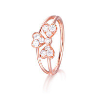 wholesale 18K Gold New Valentine's Day Luxury Four-Leaf Clover Diamond Ring, 14K Gold Moissanite Ring, 9K Zirconia Ring-9K Gold-Moissanite HK13