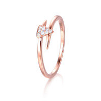 wholesale 9K Gold, 14K Rose Gold, 18K Yellow Gold White Zircon Triangular Geometric Women's Ring Factory Direct-9K Rose Gold-Moissanite HK13