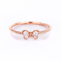 wholesale 18K Rose Gold and 9K Gold New Fresh Sweet Bow Diamond Ring for Women Tail Ring Jewelry Gift for Girlfriend Ins-0-1