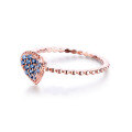 wholesale 18K rose gold and 9K blue zirconia heart-shaped sapphire ring for women, Valentine's Day gift-0-2
