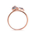 wholesale 14K Rose Gold Blue Zircon Sapphire Women's Ring, Genuine 18K Gold Ring, 9K/10K Setting, Customizable-0-2