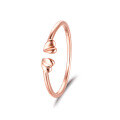 wholesale 14K heart-shaped open small delicate ring, genuine 18K plain gold tail ring, 9K gold jewelry for women processing wholesale-0-0