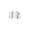 wholesale Sterling Silver Cute Small Cat Ear Studs Minimalist Japanese-style Girl Simple Smooth Cat Earrings G1803-0-4