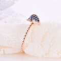 wholesale 18K rose gold and 9K blue zirconia heart-shaped sapphire ring for women, Valentine's Day gift-0-3