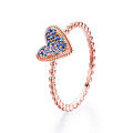 wholesale 18K rose gold and 9K blue zirconia heart-shaped sapphire ring for women, Valentine's Day gift-0-0