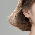 wholesale Sterling Silver Cute Small Cat Ear Studs Minimalist Japanese-style Girl Simple Smooth Cat Earrings G1803-0-3