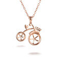 wholesale 18K Gold Fresh and Sweet Bicycle Lovers Diamond Pendant, Ladies Small Luxury Style 9K Moissanite Necklace for Gift-0-3