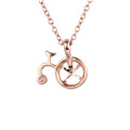 wholesale 18K Rose Gold, 9K/14K Rose Gold Bicycle Lovers Pendant with Diamond Necklace Collarbone Chain Jewelry-0-1