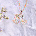 wholesale 18K Gold Fresh and Sweet Bicycle Lovers Diamond Pendant, Ladies Small Luxury Style 9K Moissanite Necklace for Gift-0-1