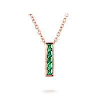 wholesale 18K Gold Fashion Commute Emerald Pendant Women's Minimalist Quadrilateral 9K Gold Geometric Collarbone Necklace Gift-Gold 9K-Cultivated Emerald (without chain)