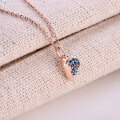 wholesale 18K Gold Light Luxury Heart-Shaped Sapphire Pendant with 9K Gold Moissanite Necklace Diamond Jewelry, Customizable Colors-0-3