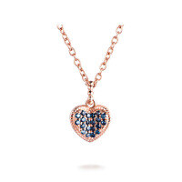 wholesale 18K Gold Light Luxury Heart-Shaped Sapphire Pendant with 9K Gold Moissanite Necklace Diamond Jewelry, Customizable Colors-Gold 9K-Sapphire (without chain)