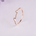 wholesale 9K/14K/18K Rose Gold minimalist line cat ear diamond moissanite ring popular jewelry-0-2