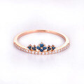 wholesale 14K Rose Gold Fashion 9K Crown Goddess Ring Set with Blue Diamonds, Genuine 18K Yellow and White Gold Diamond Jewelry Customization-0-0
