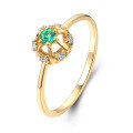 wholesale 9K, 14K, 18K gold vintage-style crown ring with natural emerald zirconia, factory direct wholesale-0-0