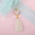 wholesale Metal material: 925 silver gold plated Petite and unique design, girlfriend's gift necklace featuring a heart-shaped mother-of-pearl drop and Hetian jade pendant-0-7