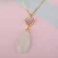 wholesale Metal material: 925 silver gold plated Petite and unique design, girlfriend's gift necklace featuring a heart-shaped mother-of-pearl drop and Hetian jade pendant-0-6