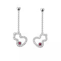 wholesale 925 Sterling Silver Gourd Earrings for Women, Exquisitely Crafted with Gem Inlays, Hollowed-out Design, Tassel Drop, Elegant Chinese-style Ear Jewelry-0-4