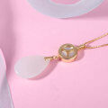 wholesale 925 Silver Metal Material Wholesale Fashion Minimalist Style Gold-Plated Mother-of-Pearl Necklace with Certificate, Waterdrop Hetian Jade Pendant-0-2