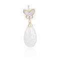 wholesale 925 Silver Light Luxury Fashion Gold-Plated Mother-of-Pearl Necklace with Certificate, Butterfly Set with Waterdrop Hetian Jade Pendant, Versatile and Elegant-0-5
