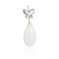wholesale 925 Silver Light Luxury Fashion Gold-Plated Mother-of-Pearl Necklace with Certificate, Butterfly Set with Waterdrop Hetian Jade Pendant, Versatile and Elegant-0-7