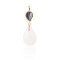 wholesale Silver-plated with Gold, Mother-of-Pearl Teardrop Clasp, Water Drop Hetian Jade Pendant for a Niche, Luxurious, and Chic Instagram Influencer Gift-0-5
