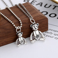 wholesale 925 Sterling Silver Korean Dongdaemun Movable Small Bear Pendant Accessory, Sweet and Fresh Versatile Elegant Women's Necklace-YP014/B Approximately 2.7 grams (single pendant)  925 silver