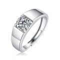 wholesale S925 Silver New Fashionable Trendy Men's High Version Adjustable Live Opening Ring Moissanite Stone Ring-0-3