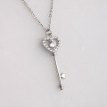 wholesale 925 Sterling Silver Zircon Birthstone Pendant Heart Key to Love Necklace European and American Cross-Border Fashion Necklace-0-1