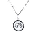 wholesale 925 Sterling Silver Versatile Retro Thai Silver Elephant Black Round Pendant Necklace Unisex Pendant Drop DIY Accessory-0-4