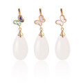 wholesale Sterling Silver Gold-Plated Mother-of-Pearl Butterfly Clasp Waterdrop Hetian Jade Pendant New Chinese Style Fashion Elegant Necklace for Women-0-4