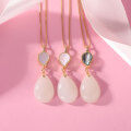 wholesale Silver-plated with Gold, Mother-of-Pearl Teardrop Clasp, Water Drop Hetian Jade Pendant for a Niche, Luxurious, and Chic Instagram Influencer Gift-0-3