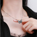 wholesale 925 Silver Butterfly Necklace for Women, Ins Minimalist Vintage Antique Elegant Pendant Design, Collarbone Chain-0-2